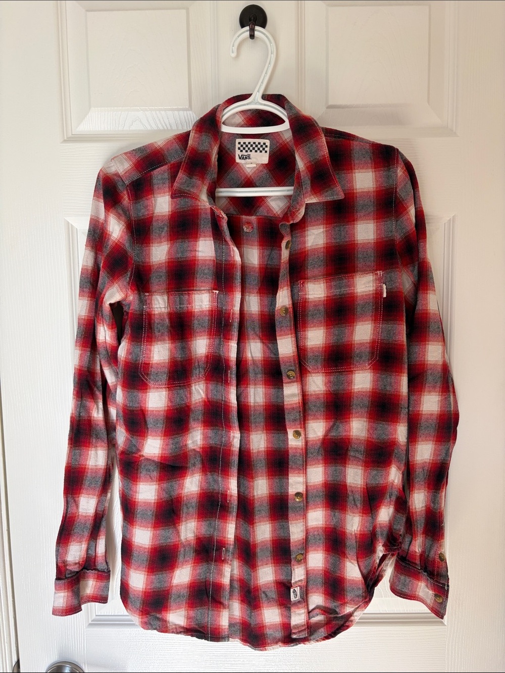 Vans Red and Black Plaid Button-Up Shirt